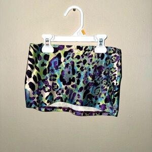 Custom made, exotic Dancewear,  leopard print mini skirt OSFM